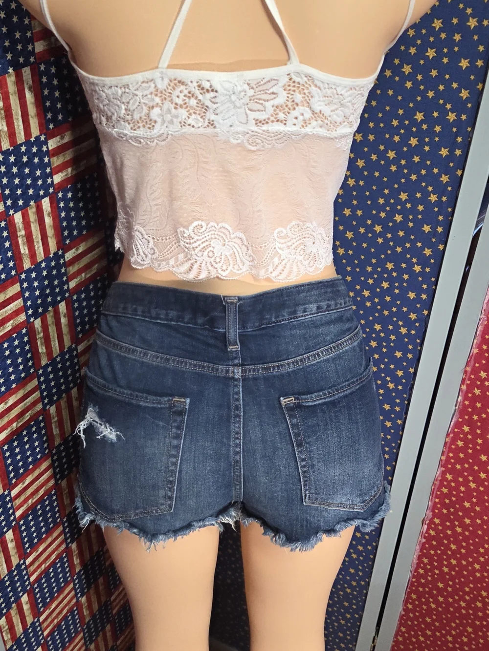 **Express Dark Blue Distressed Denim Jean Shorts** - Picture 6 of 12